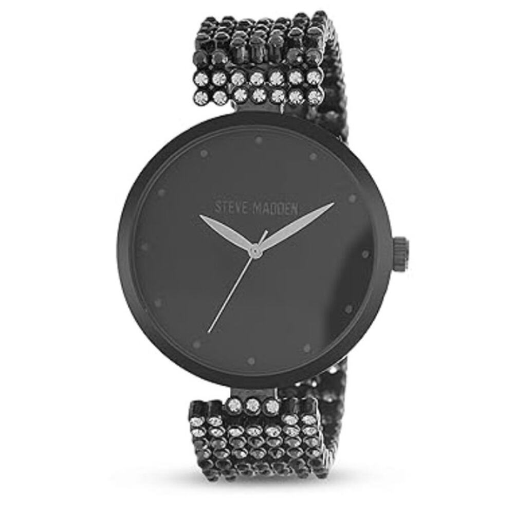 Steve Madden - Women's Black Three-Hand Quartz Analog Dress Watch - Sz 7" - NWT